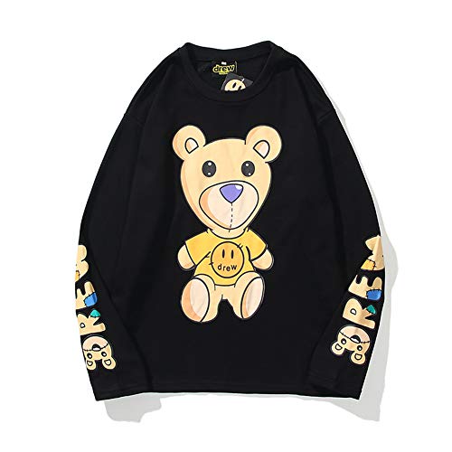 Sudadera con capucha con estampado de oso con capucha y diseño de la calle, estilo hip hop, para parejas, color negro, color, XL