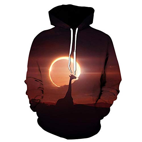 Sudaderas con Capucha Impresión 3D Sudadera con Capucha De La Puesta del Sol del Prado Africano De Los Hombres Ropa Deportiva De Moda Top-Lms-37_XL