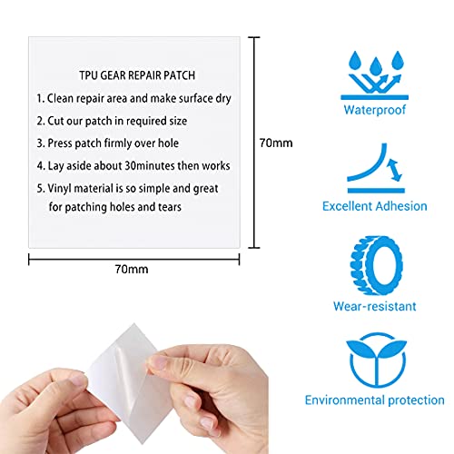 superpow 10 Piezas Parches de Reparación de Carpa Piscina Parche Autoadhesivo Transparente Tela Adhesivas Cinta de Reparación Impermeables para Inflables Juguetes Toldos Paraguas Chaquetas