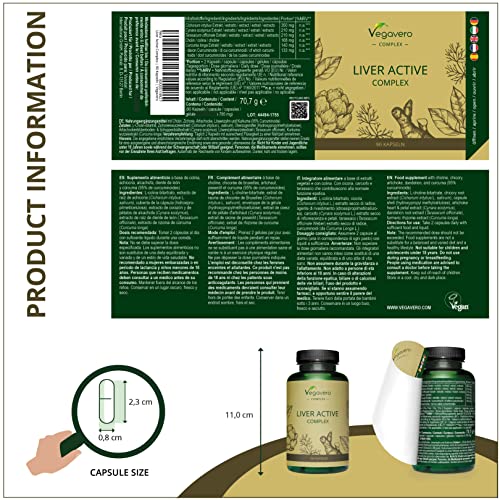 Suplemento para Hígado Vegavero® | Ingredientes 100% Vegetales | Sin Aditivos | Cúrcuma + Alcachofa + Diente de León + Achicoria + Colina | 90 Cápsulas | Desintoxicar Hígado* y Vesícula Biliar