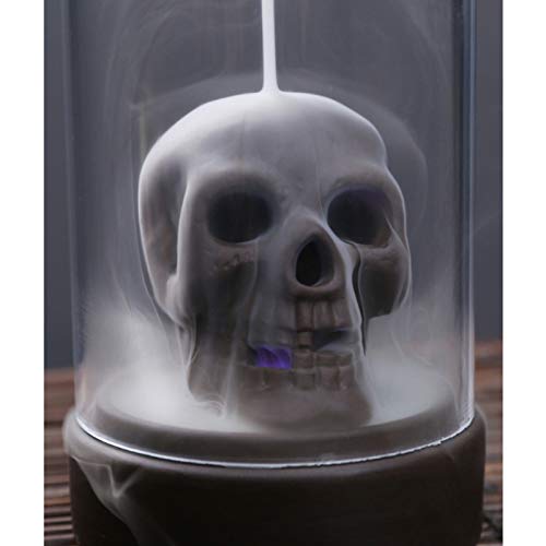 SURPRIZON Soporte de incienso de reflujo de Halloween, quemador de incienso con luces LED y capucha acrílica resistente al viento, para decoración de fragancia del hogar, aromaterapia