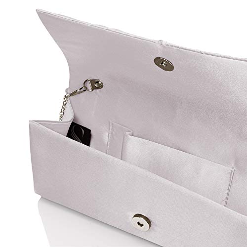 SwankySwans Chloe, Bolsa de Embrague para Mujer, Silver, Medium