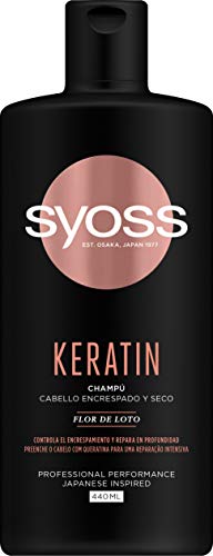 Syoss - Champú para pelo encrespado y seco - Keratin - 6uds de 440Ml (2640ml) - Controla el encrespamiento y repara en profundidad - Cabello como recién salido de la peluquería