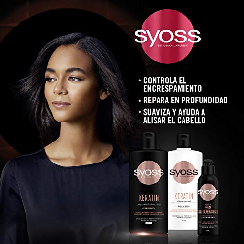 Syoss - Champú para pelo encrespado y seco - Keratin - 6uds de 440Ml (2640ml) - Controla el encrespamiento y repara en profundidad - Cabello como recién salido de la peluquería