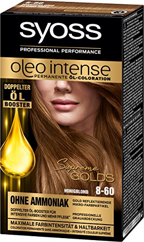 Syoss Oleo Intense - Tinte permanente al aceite, color rubio miel, nivel 3, pack de 3 (3 x 115 ml)