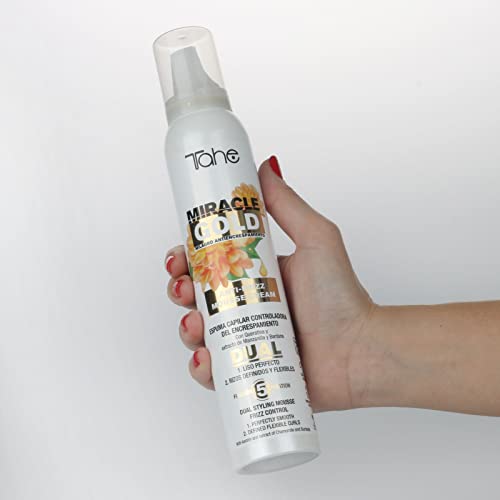 Tahe Miracle Gold Espuma Capilar Dual Controladora del Encrespamiento, Milagro Anti-frizz, Fijación 5, 200 ml