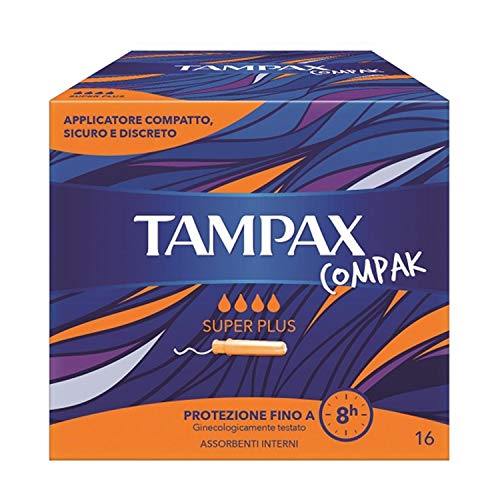 Tampax Compak Super Plus, blanco, 120 g, paquete de 16 almohadillas