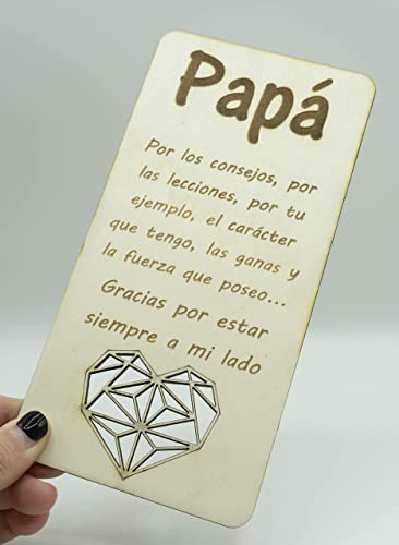 Tarjeta de felicitación para Papá realizada en madera. Cualquier ocasión es buena, Cumpleaños, Día del Padre o simplemente porque esa persona tan especial se merece un detalle. Tarjeta de cumpleaños