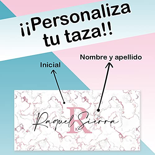 Taza PERSONALIZADA (con Inicial, Nombre y Apellido) con Diseño Exclusivo · Tazas Personalizadas a Todo Color (360º alrededor de la Taza) · Ideal para Familiares o Amigos