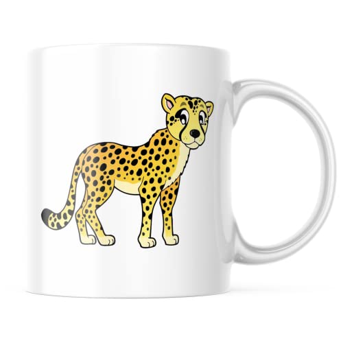 Taza personalizada de guepardo para personas para amantes del guepardo – Taza de café de 11 oz WhiteCheetah – Gran regalo para mujeres, hombres, novias y novios