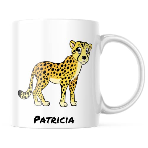 Taza personalizada de guepardo para personas para amantes del guepardo – Taza de café de 11 oz WhiteCheetah – Gran regalo para mujeres, hombres, novias y novios