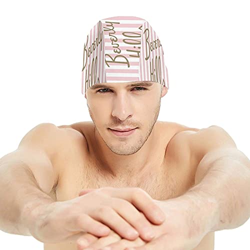 Tcerlcir Gorro Natación Beverly Hills Gorro de Piscina para Hombre y Mujer Hecho de Silicona Ideal para Pelo Largo y Corto