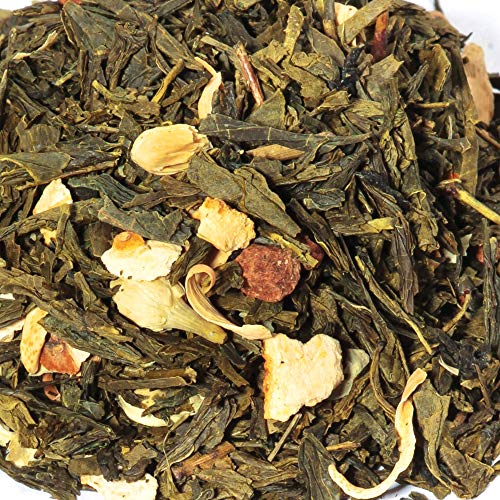 Té Verde. Al-Ándalus. Blend. Sabor a Naranja. Con Té verde, membrillo, naranja, flor de jazmín y azahar. Antioxidante. Diurético. 100 gramos