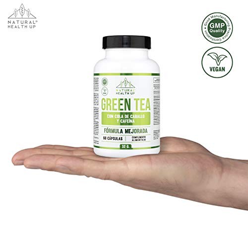 Té verde con cola de caballo y cafeína para eliminar la grasa acumulada - Adelgazante que contribuye a acelerar el metabolismo - 60 cápsulas – 100% vegano – Fórmula mejorada