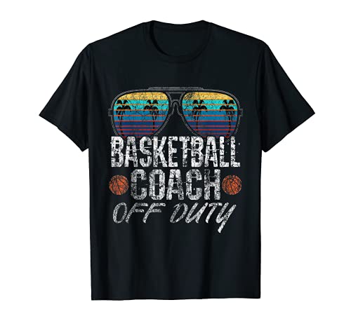 Teacher Off Duty Baloncesto Coach Vintage Gafas de sol Playa Camiseta