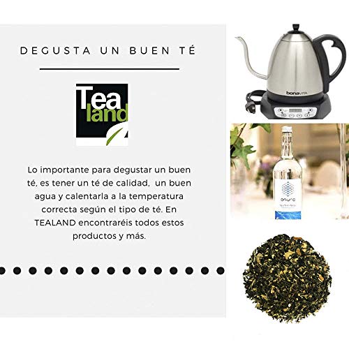 Tealand | Te Verde Ecologico con Jengibre y Limon | Hojas Sueltas, 100g | Te control de peso, Antioxidante y Digestivo | Infusion con Aromas Naturales