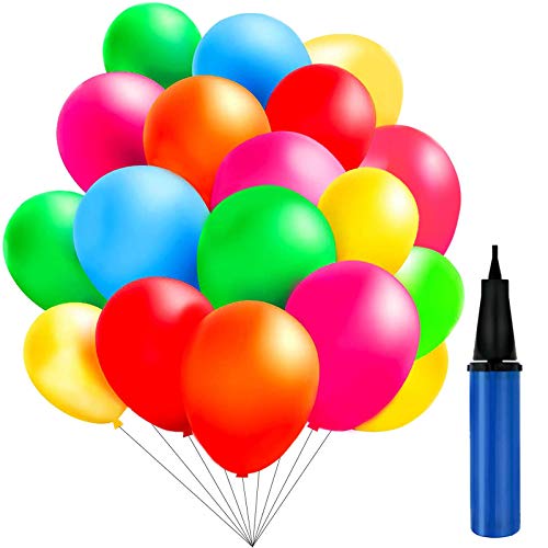 TedGem 100 Piezas Multicolores Globos con bomba de Decoracion de Fiesta pare 100 Globos de Fiesta de Colores Diversos,coloridos globos