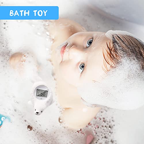 Termómetros de baño para Bebés, Larkotech Termómetro Bebe Bañera digital con Alarma LED, Termómetro Para Habitación Y Baño, bañera de Dibujos Animados Juguete Flotante para bebé-niños