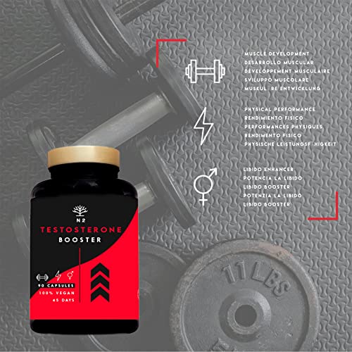 Testosterona Natural Aumenta Testosterona-Fenogreco Ginseng Maca Taurina Zinc Rendimiento Muscular Vigorizante y Potenciador del Deseo. 90 Cápsulas Vegetales Certificado VEGANO-CE-N2 Natural Nutrition