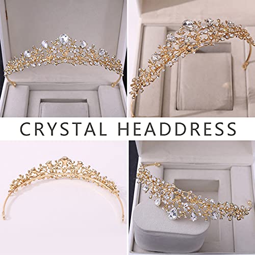 Tiara Nupcial Con Pedrería Tiara Corona Diamante De Imitación Cristales Retro Princesa Corona Boda Novia De Diadema Tiara De Perlas Vintage Para Diadema Para Novia, Velo De Boda, Joyería Decorativa