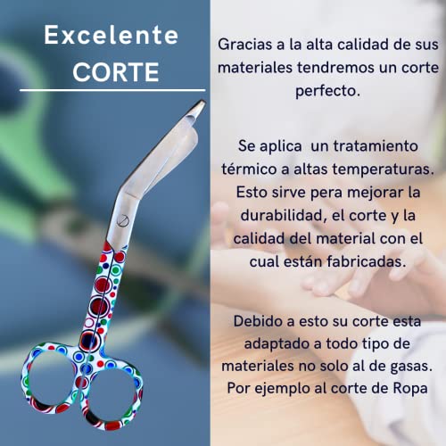 Tijeras Enfermería para Vendaje con Punta Roma Profesional - Tijeras para Botiquín Sanitario de Colores - Accesorios para Enfermería Emergencias - Salvabolsillos Enfermería (Multicolor)