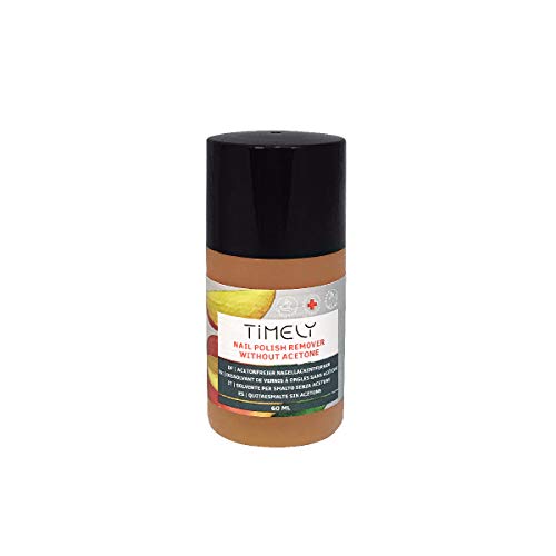 Timely - Quitaesmalte para uñas sin acetona con vitaminas E y A y proteínas de seda, tamaño pequeño, 60 ml