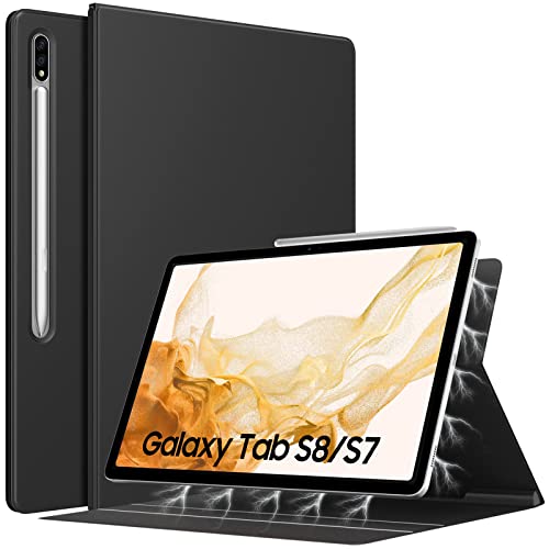 TiMOVO Funda para Galaxy Tab S8 11'' 2022 (SM-X700/SM-X706)/S7 2020 (SM-T870/T875) con Soporte de S-Pen, Delgada Ligera Carcasa Magnética con Auto Estela/Sueño para Galaxy Tab S8 Tableta, Negro