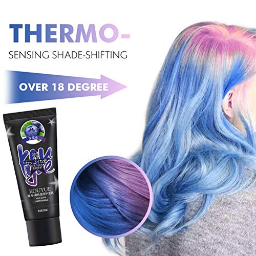 Tinte de pelo termocrómico que cambia de color Wonder Dye Moda, Crema de tinte para el cabello de una sola vez, Tinte para el cabello que cambia el color del cabello DIY, 50ml