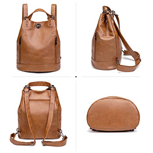 Tisdaini® Bolsos Mochila Mujer moda casual viaje Retro Bolsos de mano mochila Marrón