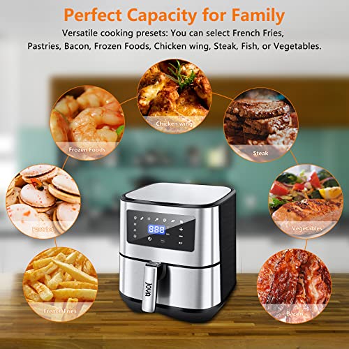 Title: JOYA Freidora sin Aceite 5.5L XXL Freidora con 8 Programas, Air Fryer con Función Precalentar, Pantalla LED Táctil, Temperatura y Temporizador Ajustable Sin BPA ni PFOA 1700W [ A+++ ]