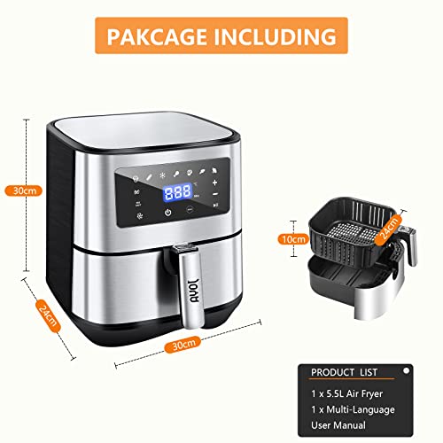 Title: JOYA Freidora sin Aceite 5.5L XXL Freidora con 8 Programas, Air Fryer con Función Precalentar, Pantalla LED Táctil, Temperatura y Temporizador Ajustable Sin BPA ni PFOA 1700W [ A+++ ]