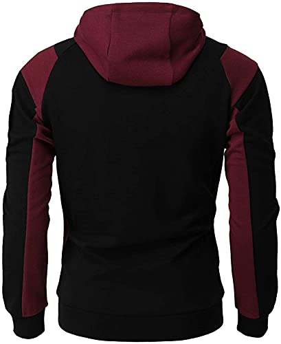 TMOYJPX Sudaderas Hombres con Capucha y Cremallera Baratas Deporte, Jersey Hombre Invierno Rebajas Sudadera Capucha Otoño, Abrigo Hoodie Suéter (Vino Rojo, XXL)