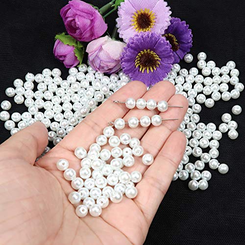 TOAOB 500 Piezas Perlas Manualidades Cuentas de Vidrio de 6 mm Perlas Redondas Blanco Perlas Artísticas Espaciadoras Sueltas para DIY Bisuteria y Fabricación de Joyas Collares Pulseras