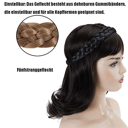 TOECWEGR Cinta de pelo trenzada, 5 hebras, goma para el pelo, clásica, gruesa, elástica, sintética, accesorios de belleza para mujer (5 hebras trenzadas B01)