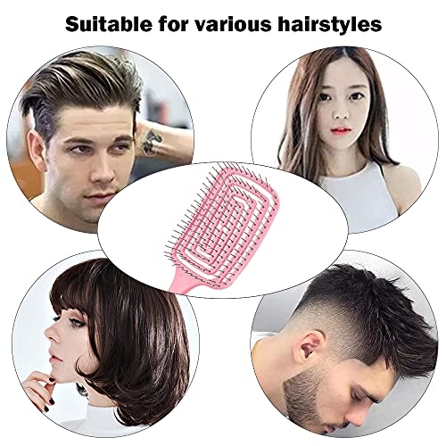 TOFBS Cepillo para el cabello, secado más rápido, cepillos para el cabello con ventilación curvada profesional para mujeres, hombres, cabello liso grueso, rizado, seco y húmedo (Rosa)