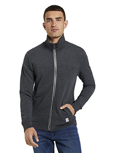 Tom Tailor Colorblock Zip Sudadera, 11086-Dark Grey Melange, XL para Hombre