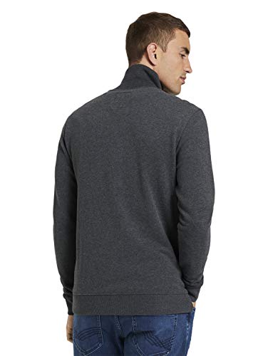 Tom Tailor Colorblock Zip Sudadera, 11086-Dark Grey Melange, XL para Hombre