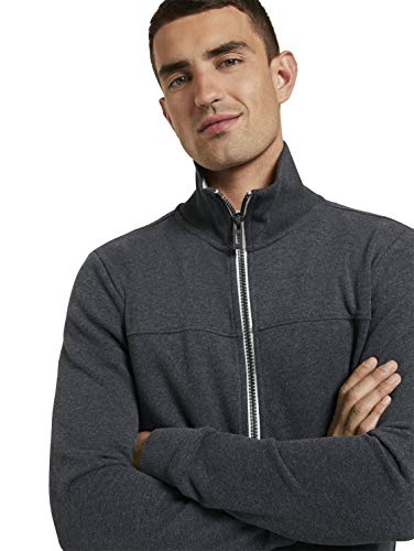 Tom Tailor Colorblock Zip Sudadera, 11086-Dark Grey Melange, XL para Hombre