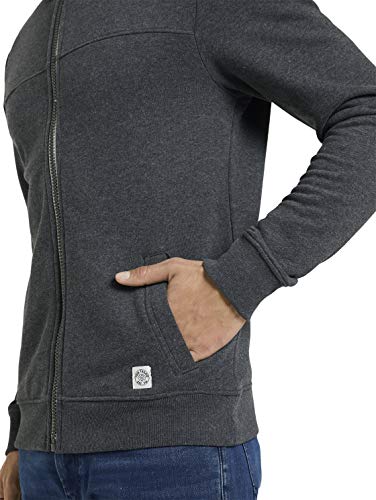 Tom Tailor Colorblock Zip Sudadera, 11086-Dark Grey Melange, XL para Hombre