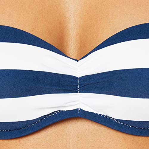 Tommy Hilfiger Hanna Bandeau Top Bikini, Multicolor (Estate Blue/Classic White), 70C (Talla del Fabricante: C 70) para Mujer