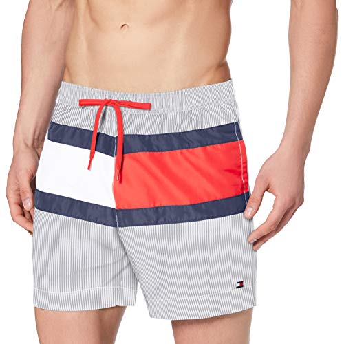 Tommy Hilfiger Medium Drawstring, Bañador para Hombre, Multicolor (Ithica Str - Navy), S