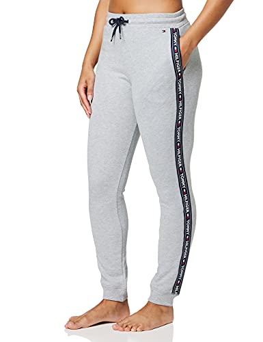 Tommy Hilfiger Tape J Joggers con Cintura Elástica, Cordón y Logo, Gris (Grey Heather), S para Mujer