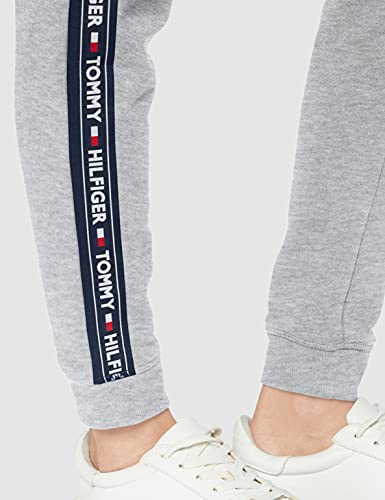 Tommy Hilfiger Tape J Joggers con Cintura Elástica, Cordón y Logo, Gris (Grey Heather), S para Mujer