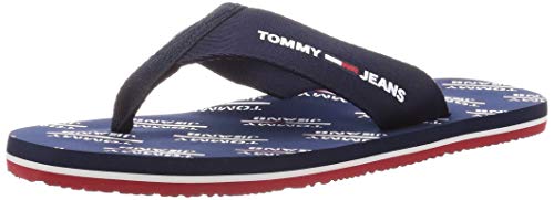 Tommy Hilfiger Tommy Jeans Print Beach Sandal, Chanclas Hombre, Azul (Twilight Navy C87), 41 EU