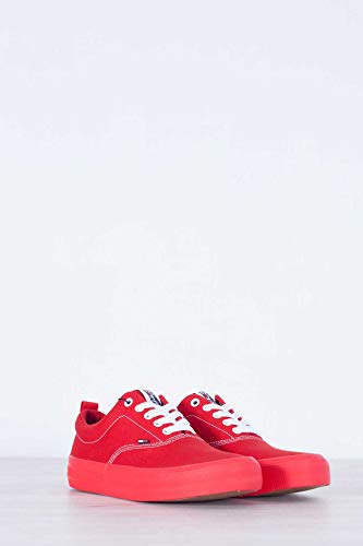 TOMMY JEANS Men - Red cotton canvas classic trainers - Number 42