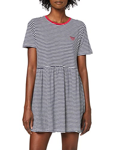 Tommy Jeans Tjw Stripe tee Dress Vestido, Twilight Navy/White, 38 (Talla del Fabricante: Medium) para Mujer