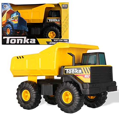 Tonka Steel Classic Mighty Dump Truck, Juguete para niños, Juguetes de construcción para niños y niñas, Juguetes de vehículos para Juegos creativos, Camiones de Juguete para niños Mayores de 3 años