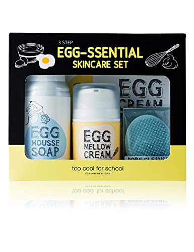 TOO COOL FOR SCHOOL Egg-ssential Skin Care Set, Set De Rutina Facial, Marfil, 4 Unidad