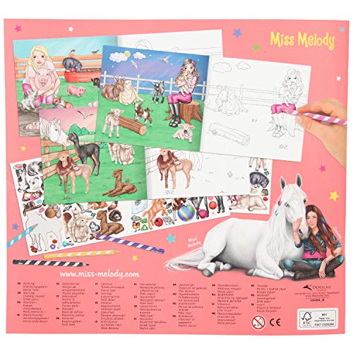 Top Model Miss Melody Colouring Book with Animals (0010409), Multicolor (DEPESCHE 1)