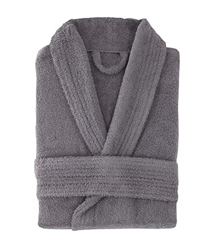 Top Towels, Albornoz Unisex, Albornoz de Ducha para Hombre o Mujer, 100% Algodón-  500g/m2, Albornoz de Rizo, Gris, M, 1450752